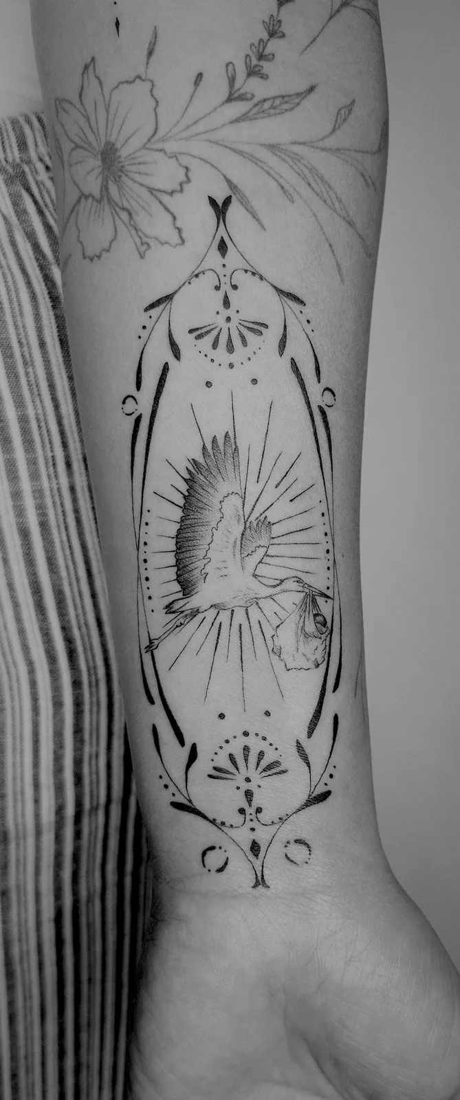 Long-Billed Bird Ornament — tattoo view