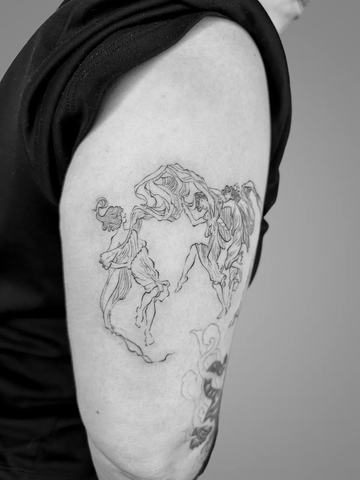 Horses and Bee Upper Arm — tattoo view