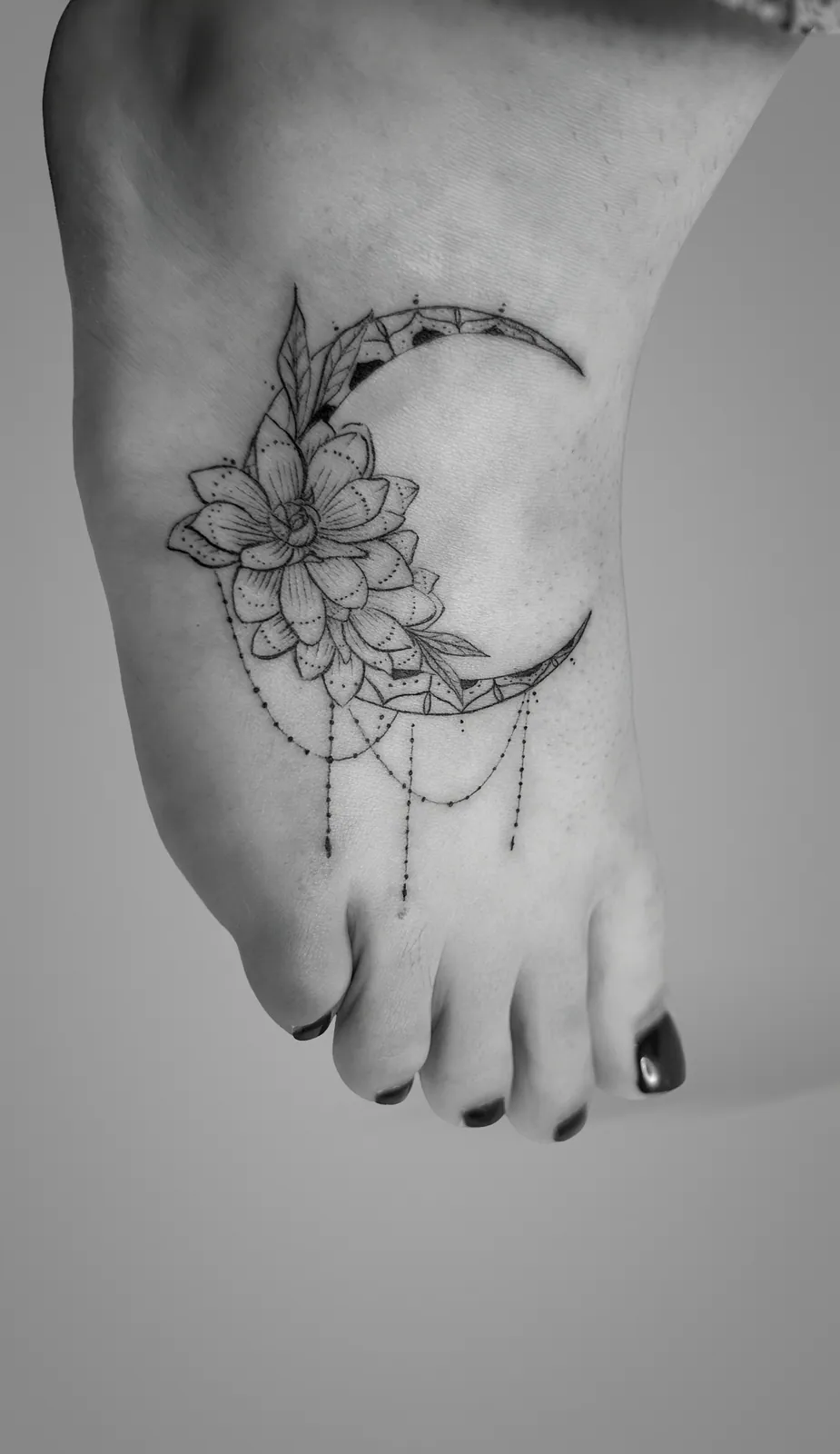 Floral Crescent — tattoo view